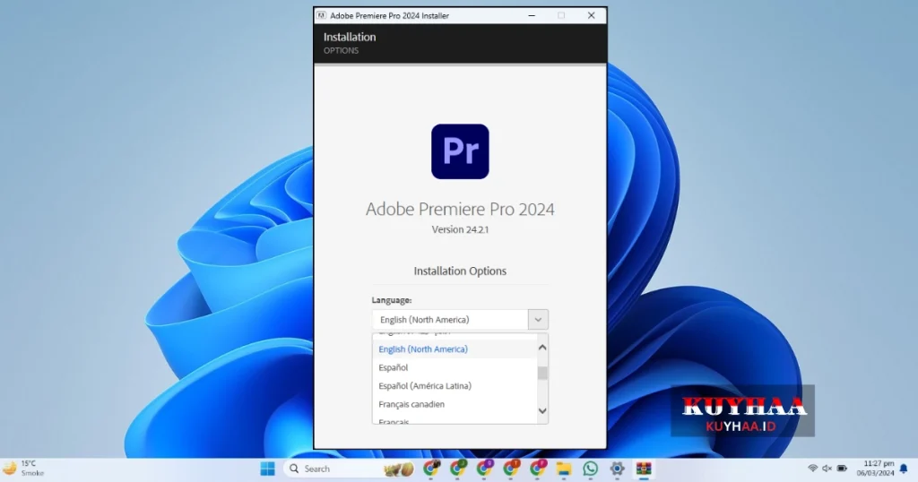 This picture shows to select language of Adobe Premium Pro