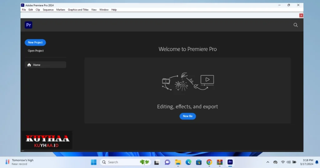 This picture shows the interface of Adobe Premium Pro