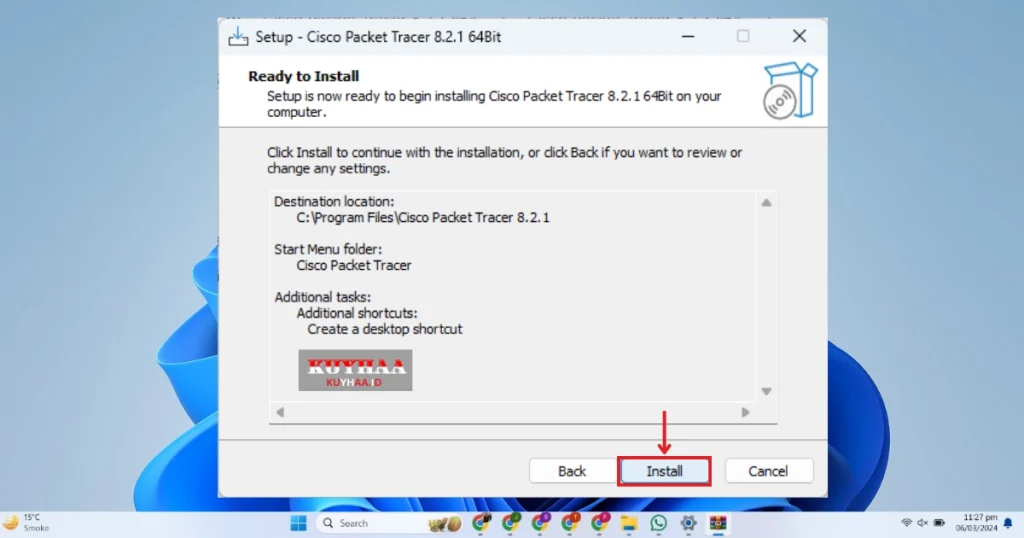 This picture shows Click Install