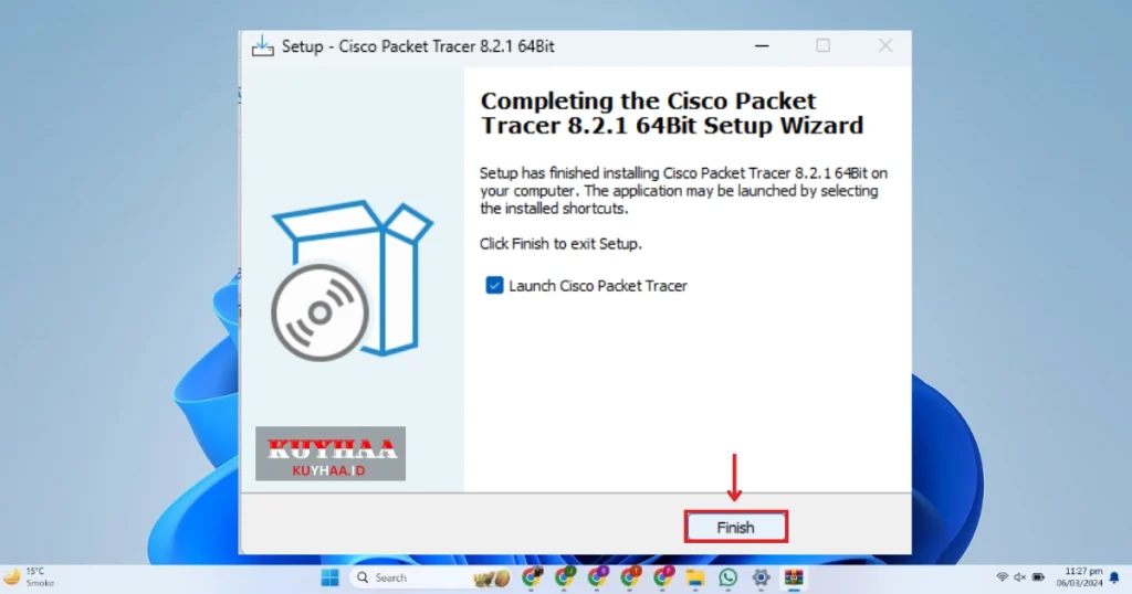 This picture shows Cisco Packet Tracer is installed