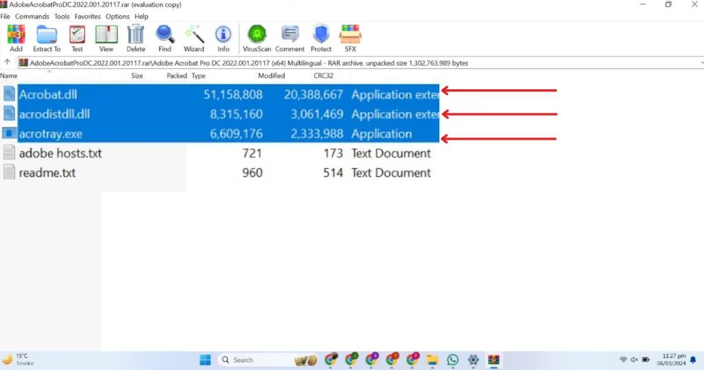 This picture shows copy the first three files