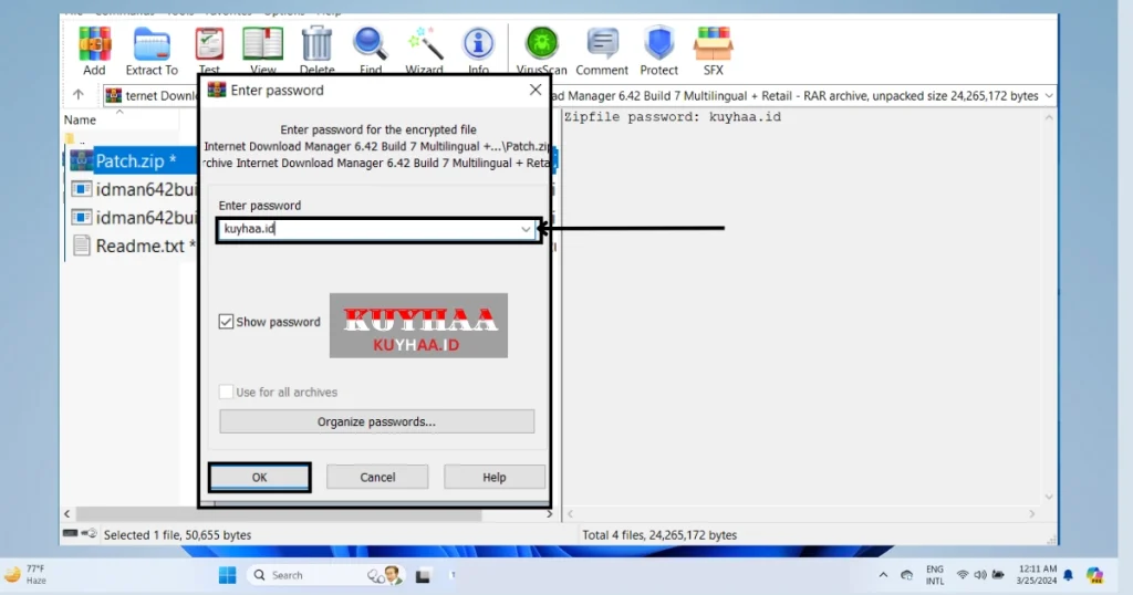 This picture shows to enter password in the Internet Download Manager Terbaru