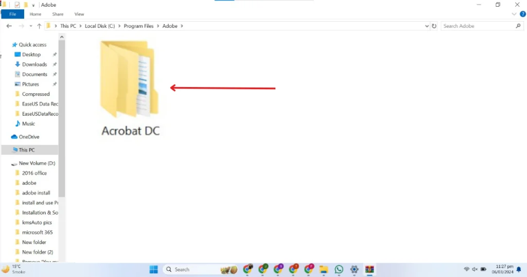 This picture shows open Acrobat DC folder