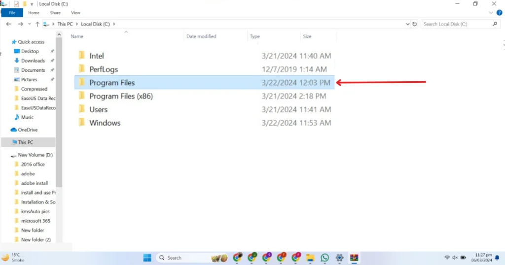 This picture shows open program files in Windows C