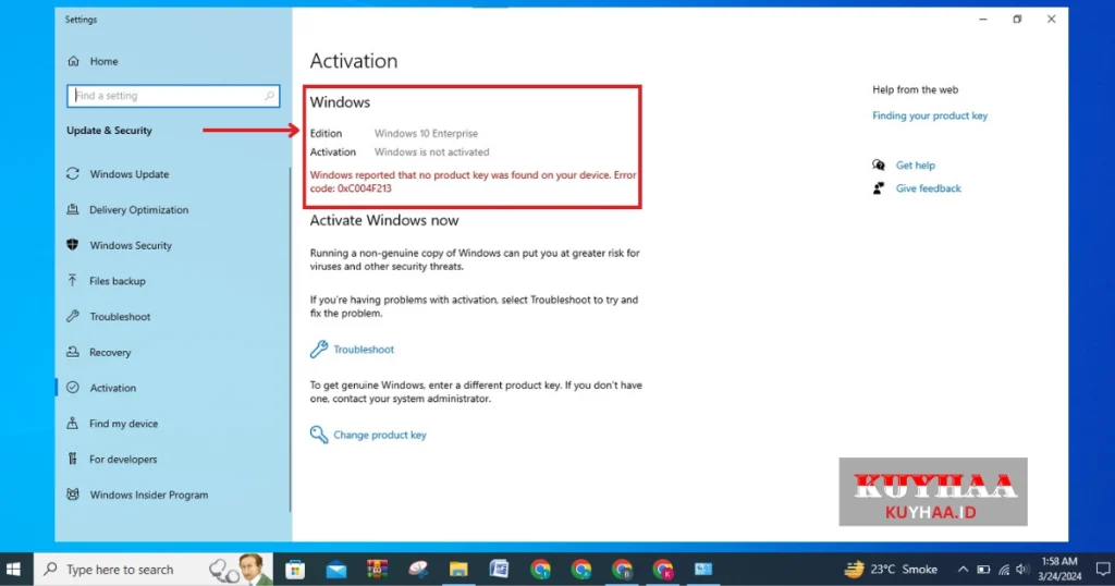 This picture show Windows 10 is not activated