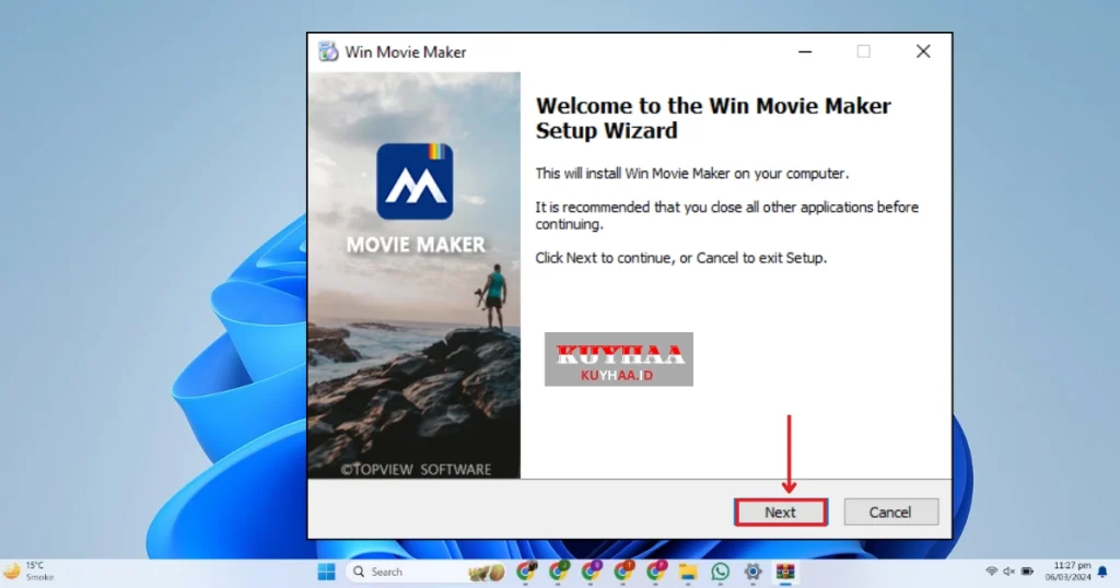 This picture shows installation wizard of Windows Movie Maker