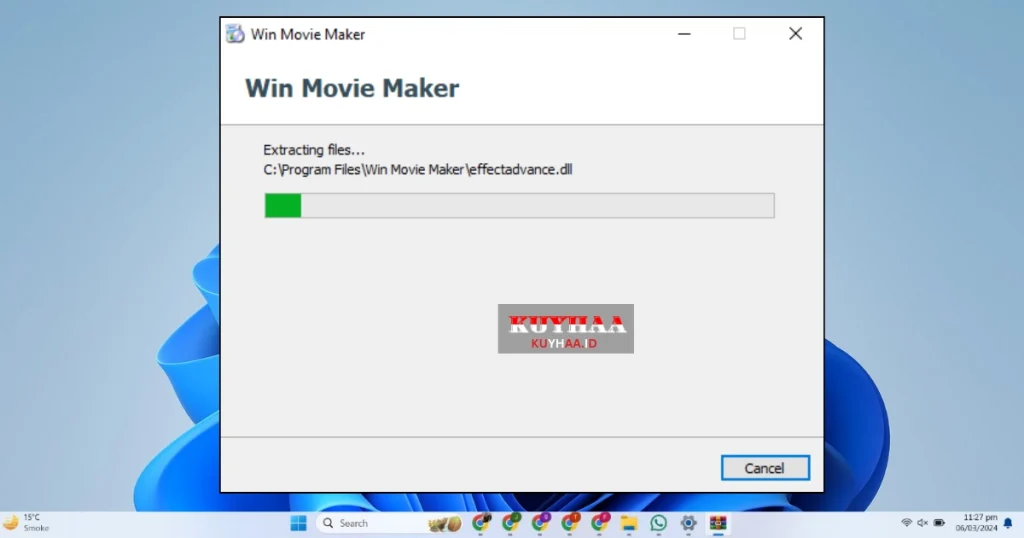 This picture shows installation of Windows Movie Maker