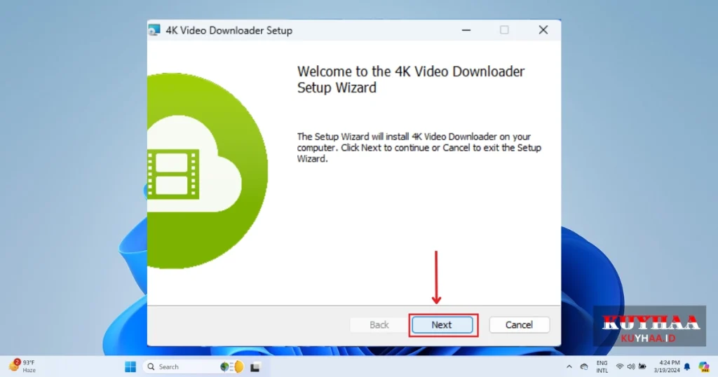 This picture shows the installation wizard of 4K Video Downloader