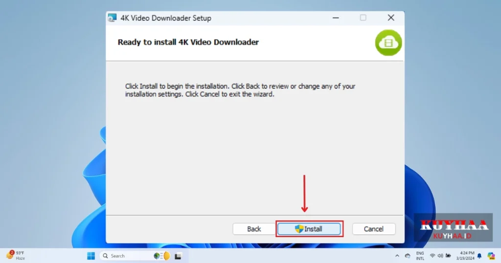 This picture shows to click Install of 4K Video Downloader