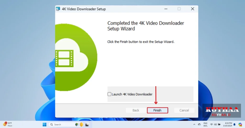 This picture shows the installation of 4K Video Downloader is completed