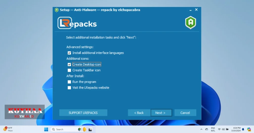 This picture shows to select additional tasks