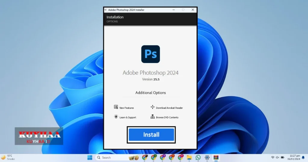 This picture shows the installation wizard of Adobe Photoshop 2024
