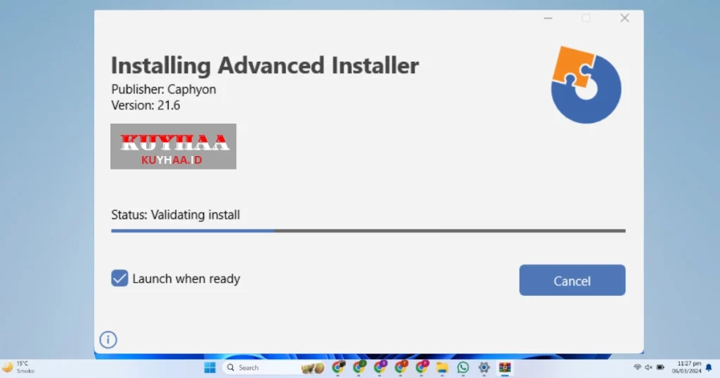 This picture shows the installation of Advanced Installer Architect