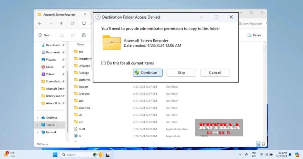 This picture shows to paste the patcher files of Aiseesoft Screen Recorder