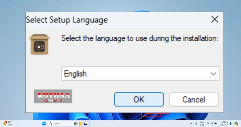 This picture shows to select the language of setup of Aiseesoft Screen Recorder