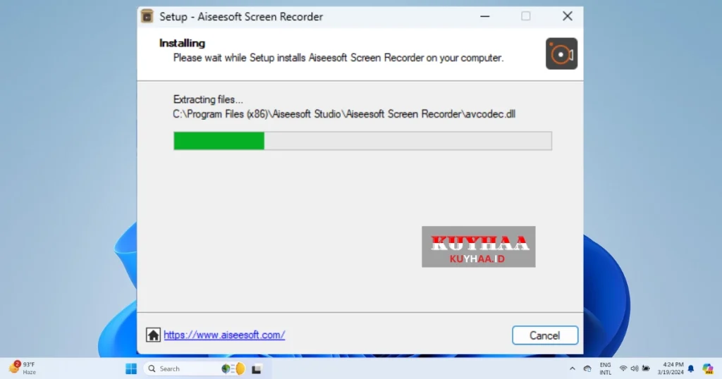 This picture shows the installation of Aiseesoft Screen Recorder