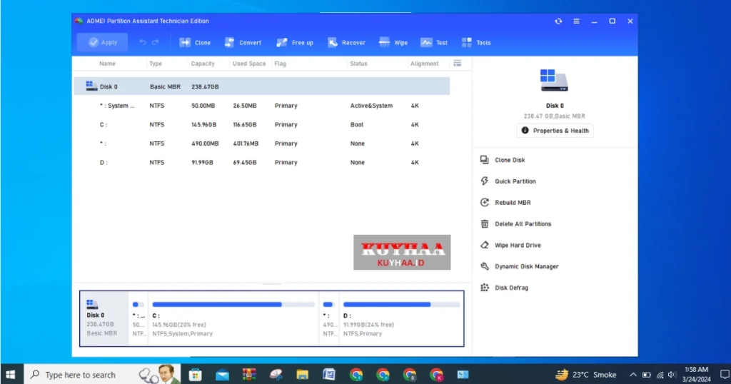 This picture shows the interface of AOMEI Partition Assistant