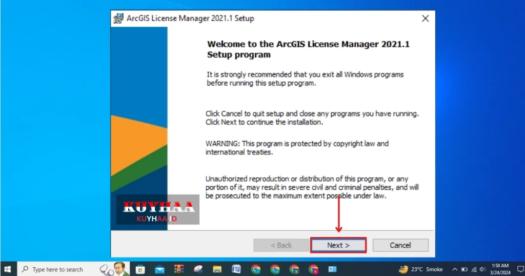 This picture shows the installation Wizard of ArcGIS