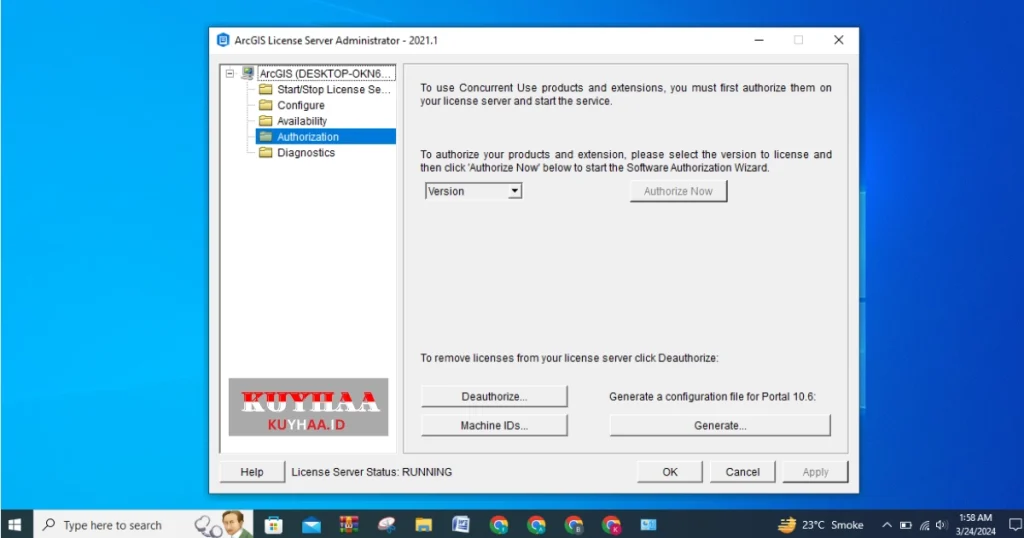 This picture shows the activation status of ArcGIS