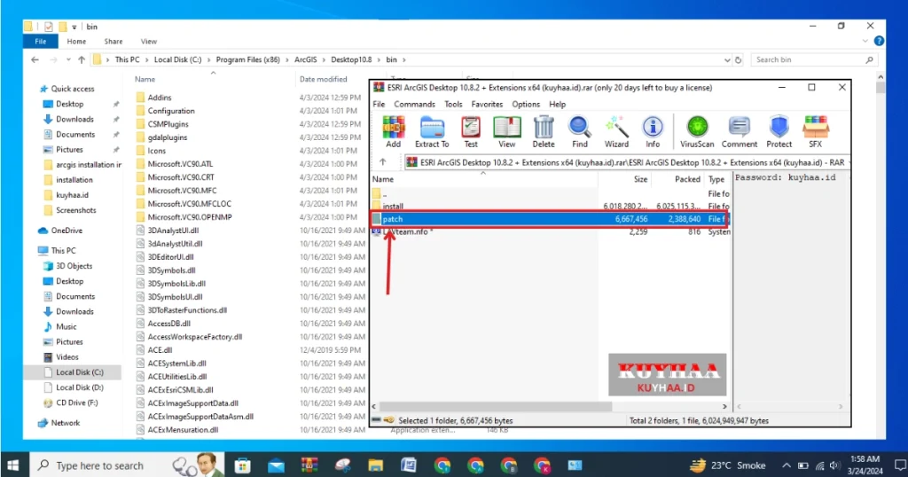 This picture shows to open downloaded zip file of ArcGIS 