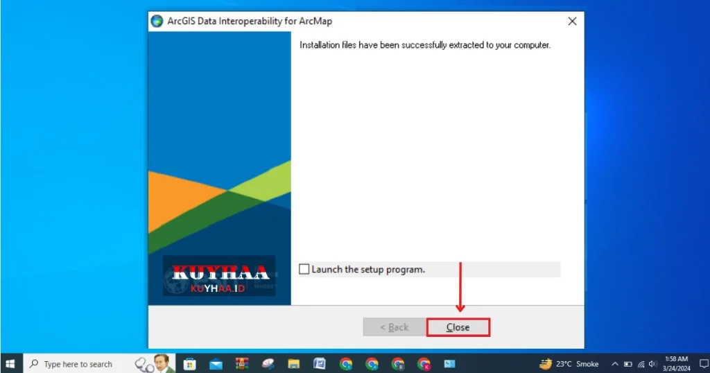 This picture shows the extraction of ArcGIS component completes