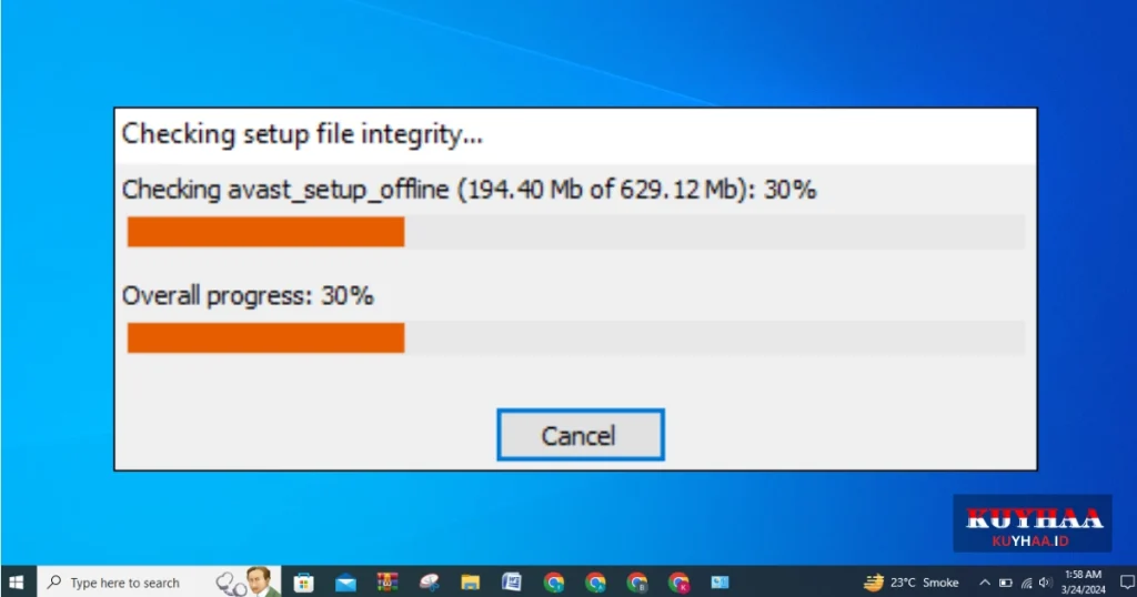 This picture shows to check the setup file integrity