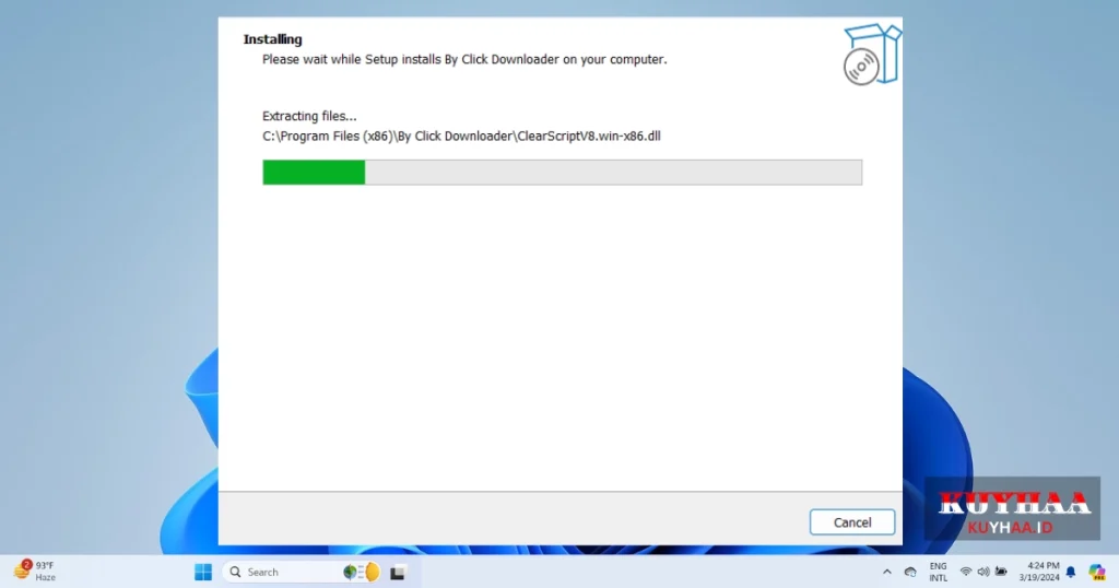 This picture shows the installation of ByClick Downloader