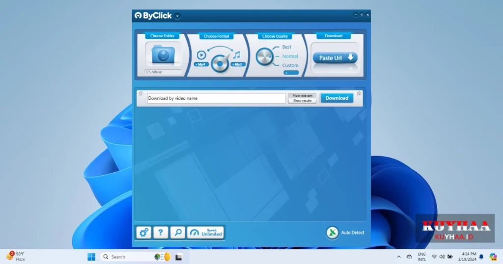 This picture shows the interface of ByClick Downloader