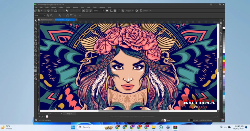 This picture shows the interface of CorelDRAW Graphics Suite 2024 