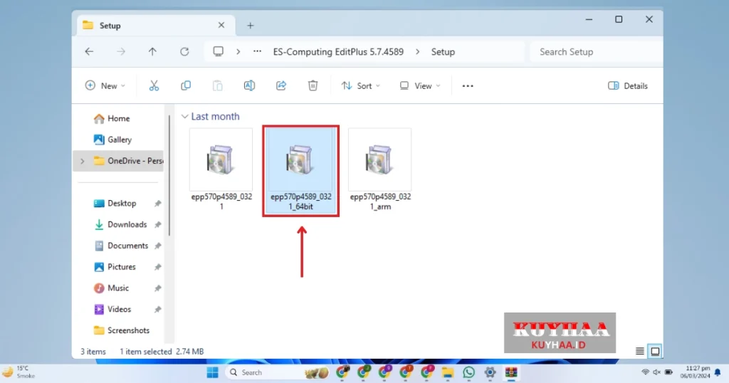 This picture shows to run the setup of ES-Computing EditPlus