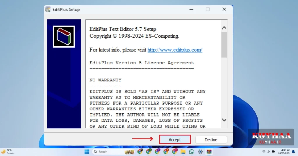 This picture shows the installation wizard of ES-Computing EditPlus