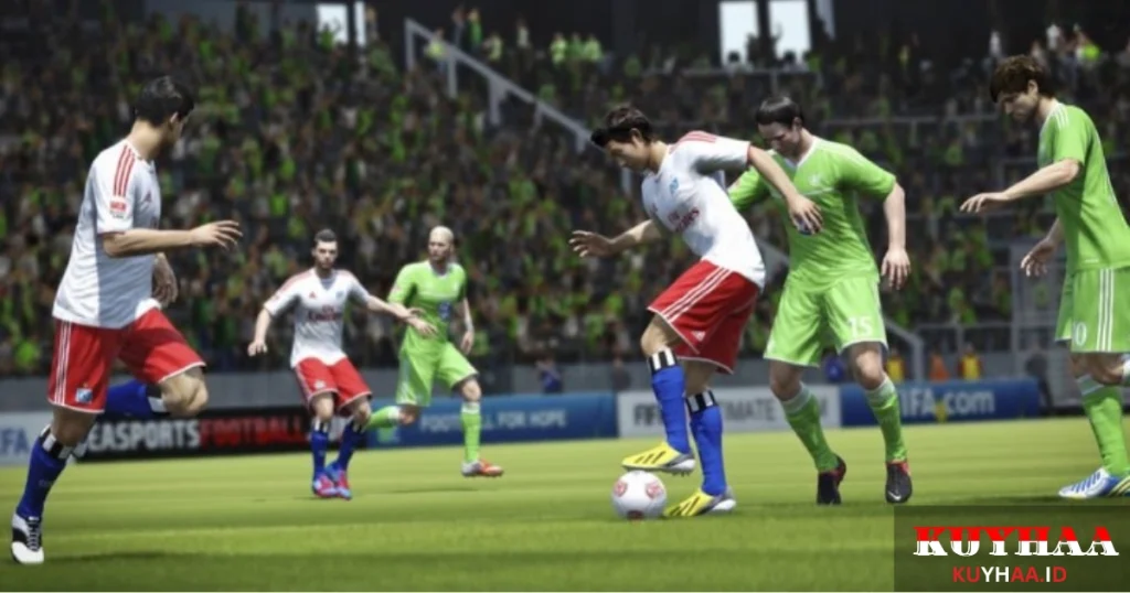 This picture shows the gameplay of FIFA 14