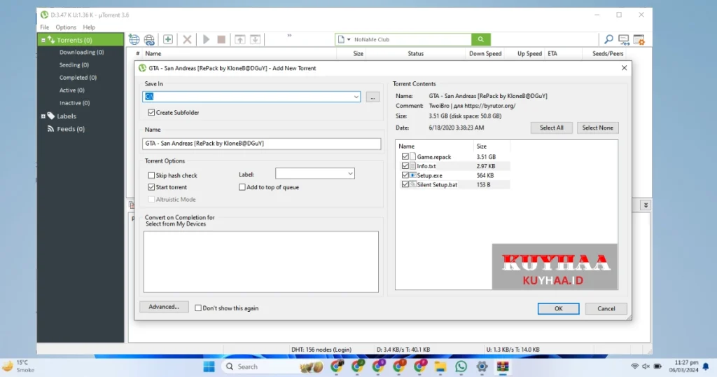 This picture shows the torrent download link