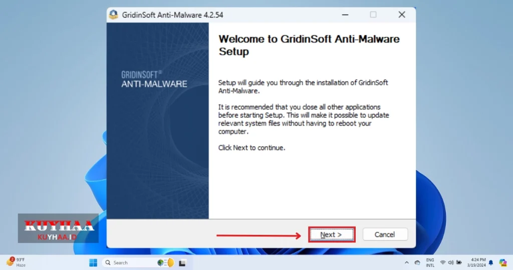 This picture shows the installation wizard of GridinSoft Anti-Malware