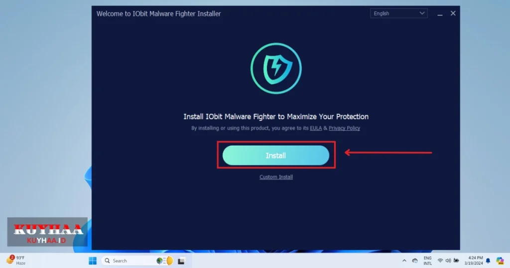 This picture shows the installation wizard of IObit Malware Fighter Pro