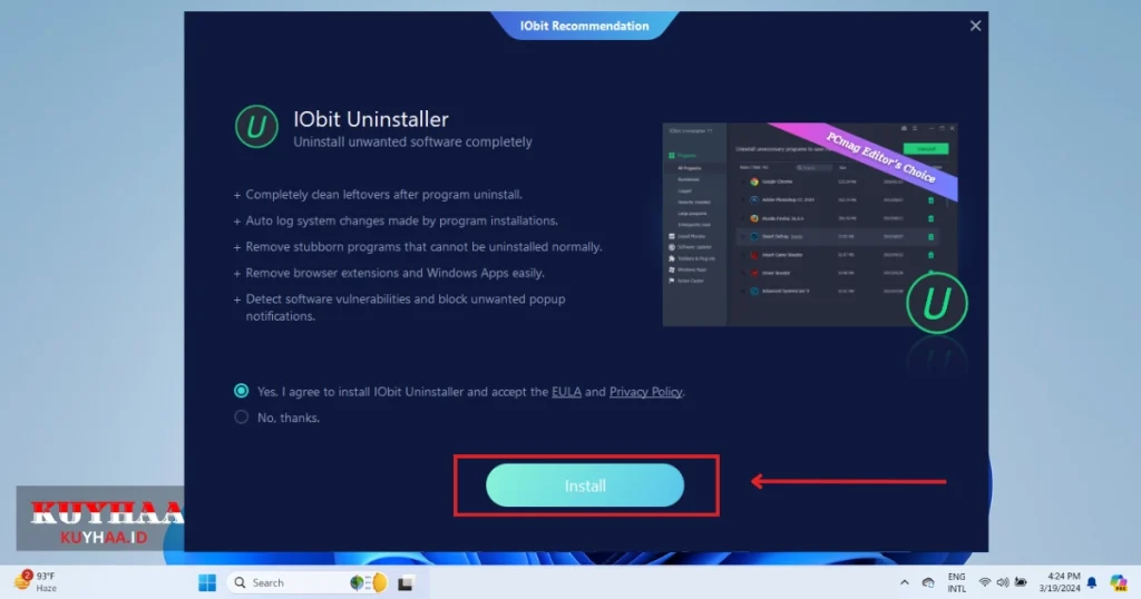 This picture shows to click Install