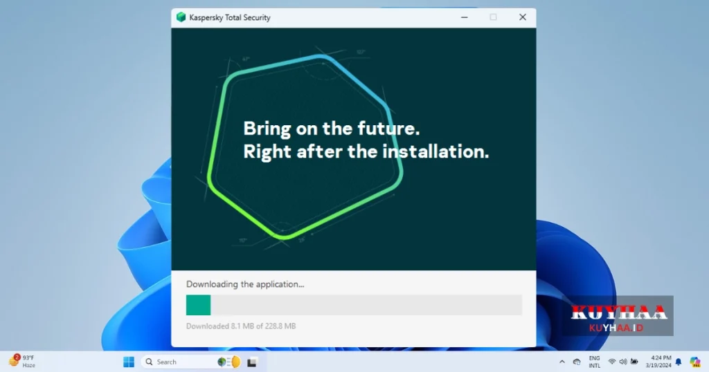 This picture shows the installation of Kaspersky Total Security