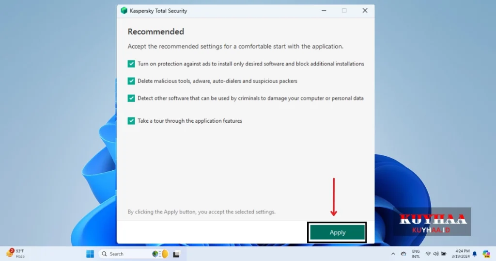 This picture shows to click apply