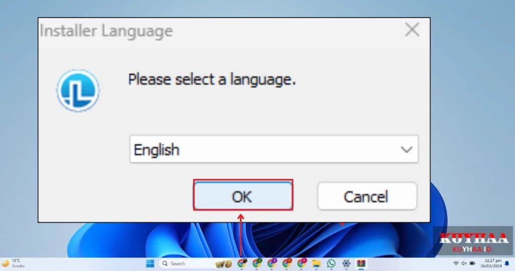 This picture shows to select the setup language of Lectora Publisher