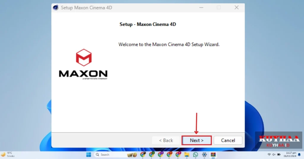 This picture shows the installation wizard of Maxon Cinema 4D Studio