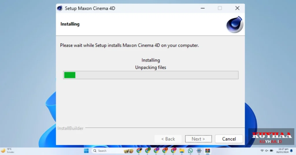 This picture shows the installation of Maxon Cinema 4D Studio