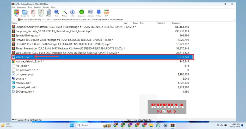 This picture shows to run the setup file of McAfee Endpoint Security