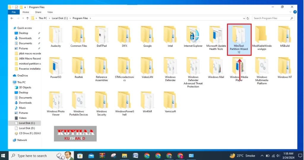 This images shows Minitool folder