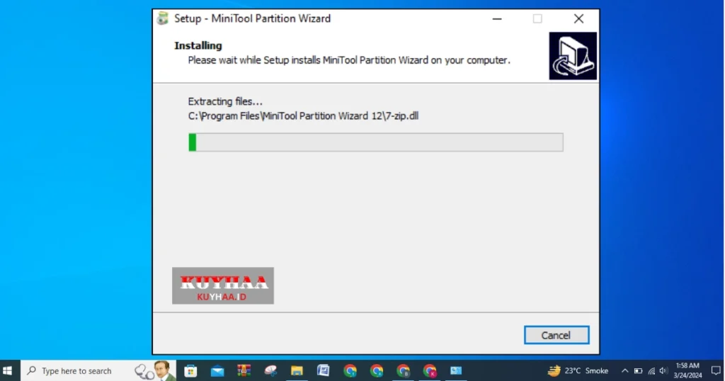 This images shows the installation of MiniTool Partition Wizard