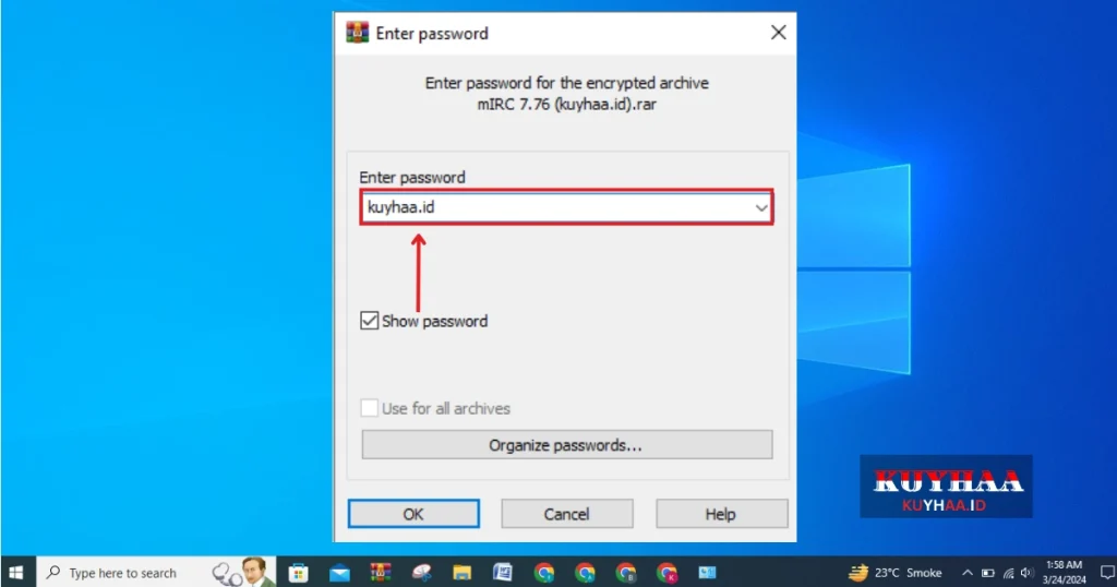 This picture shows to enter the password