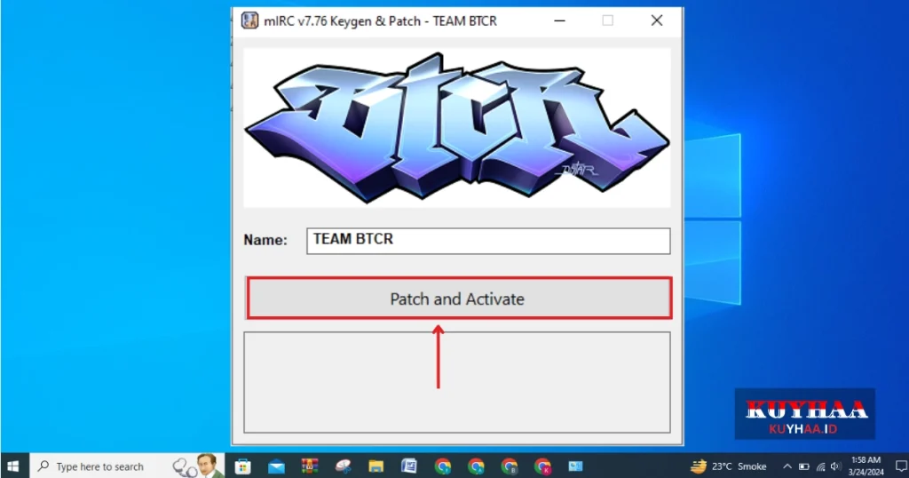 This picture shows to click Patch and Activate of mIRC