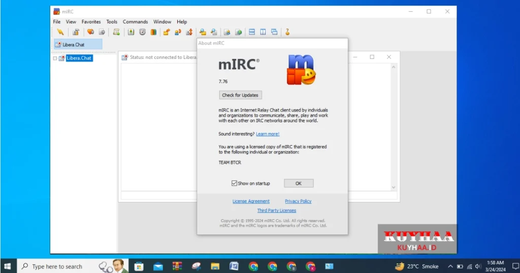 This picture shows the interface of mIRC