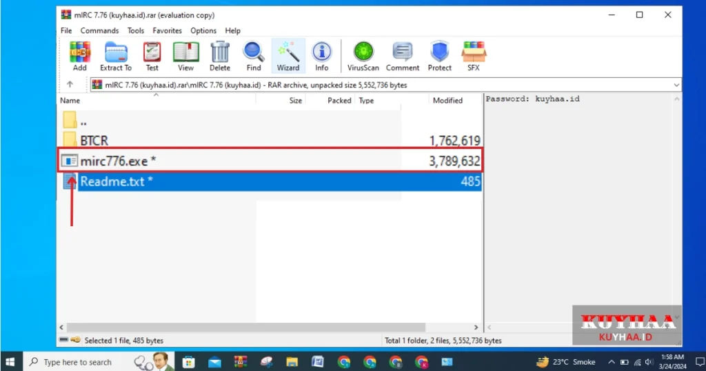 This picture shows to run the setup of mIRC