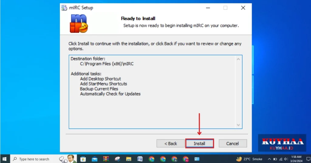 This picture shows to click Install