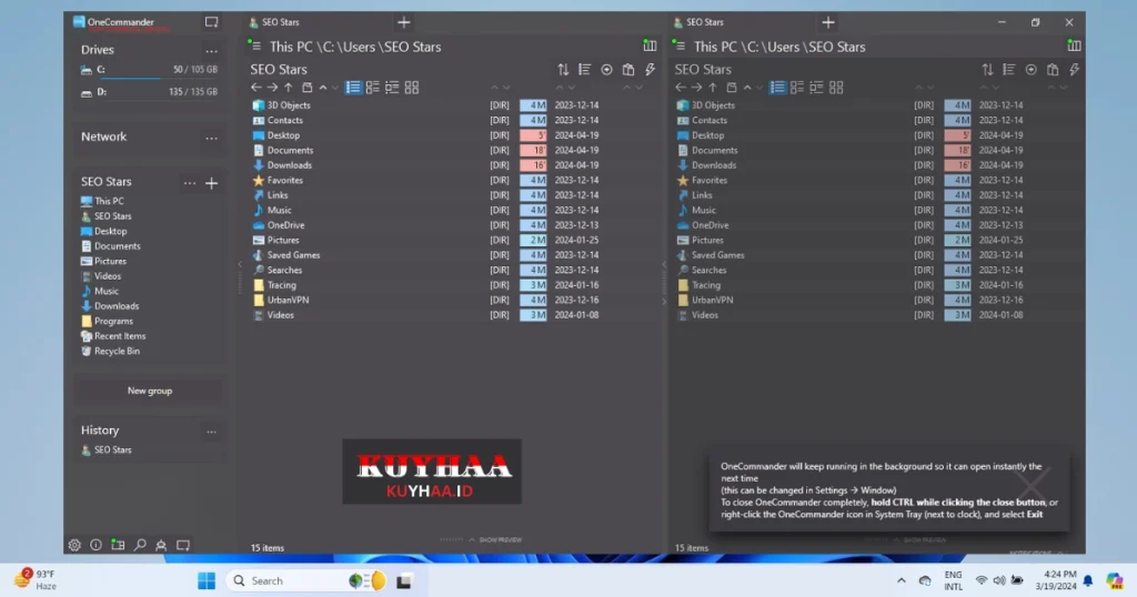This picture shows the interface of One Commander